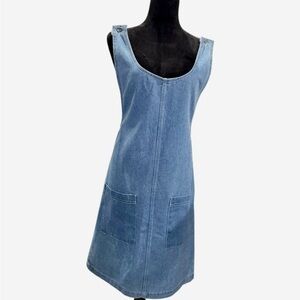 Vintage Women’s Blue Denim Jumper Dress Stampede 80’s 90's Medium